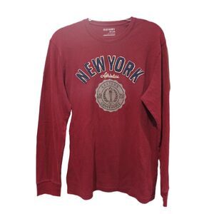 Old Navy Mens Long Sleeve Waffle Knit NEW YORK Shirt Size L